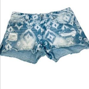 Altar’d State Distressed Aztec Cut Off Jean Shorts
